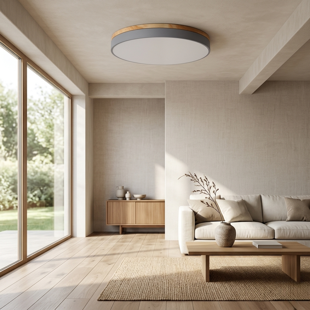 Flad Rund Loftlampe med Direkte Montering og Tre Lysfarver