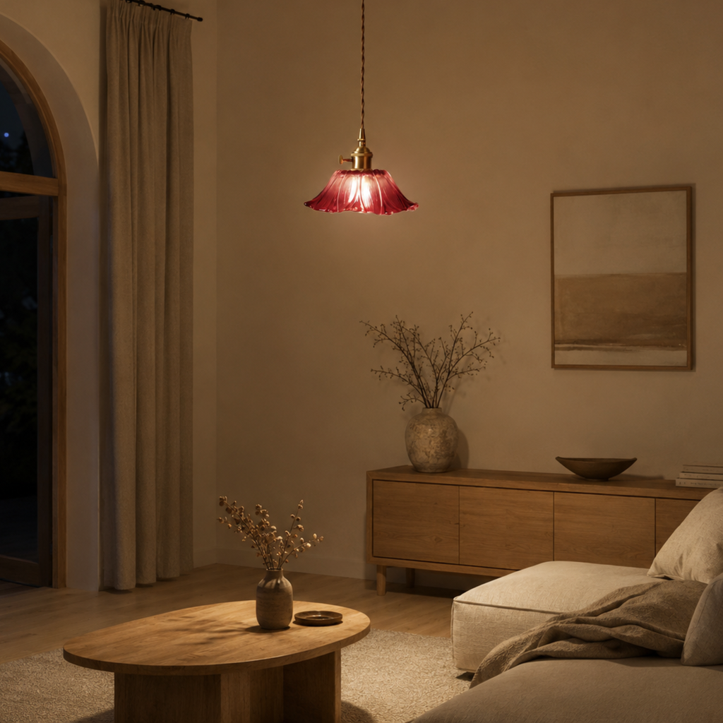 Moderne Glas Blomster LED Pendellampe