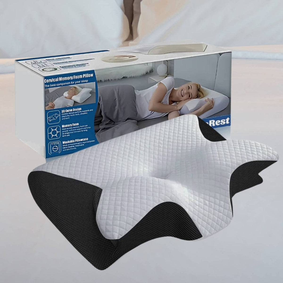 Memoryskum Pude med Ergonomisk Støtte og Blød Indendørs Sovefunktion