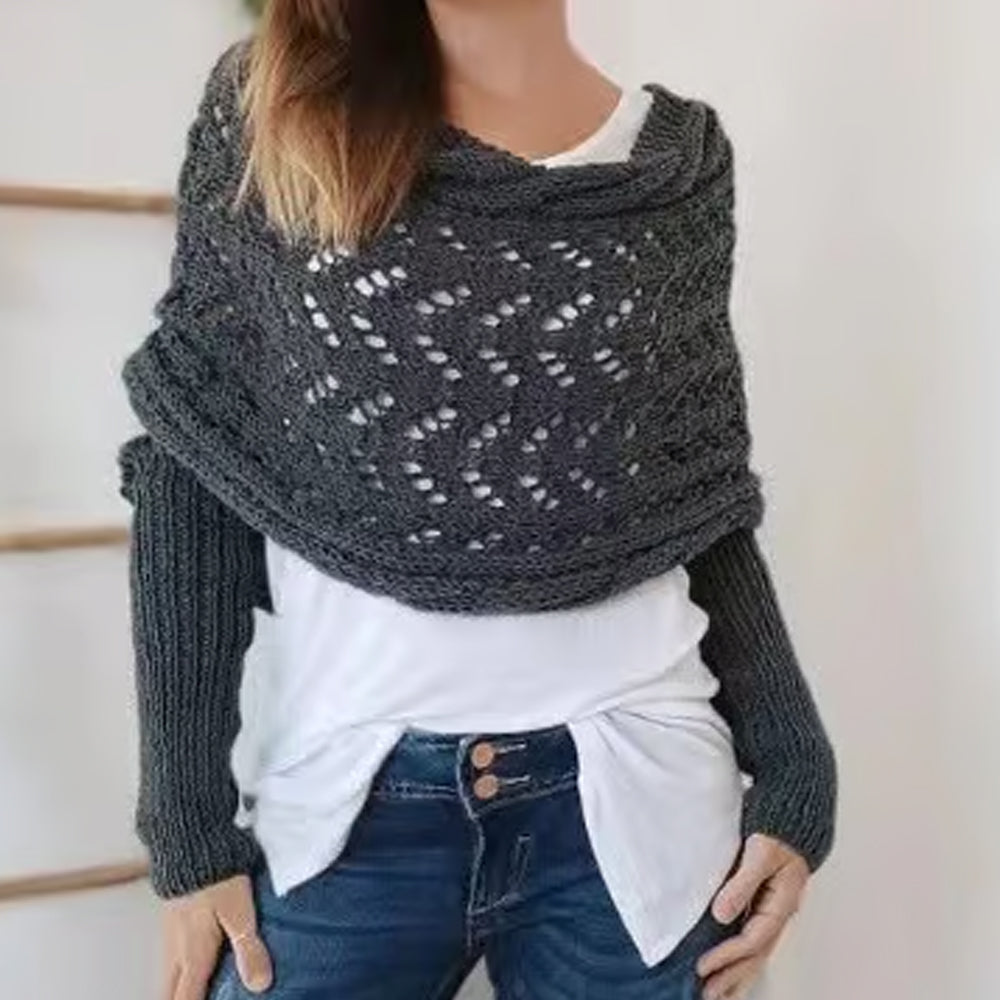 Strikket Skuldersjal Med Ærmer Til Komfort Og Elegant Styling
