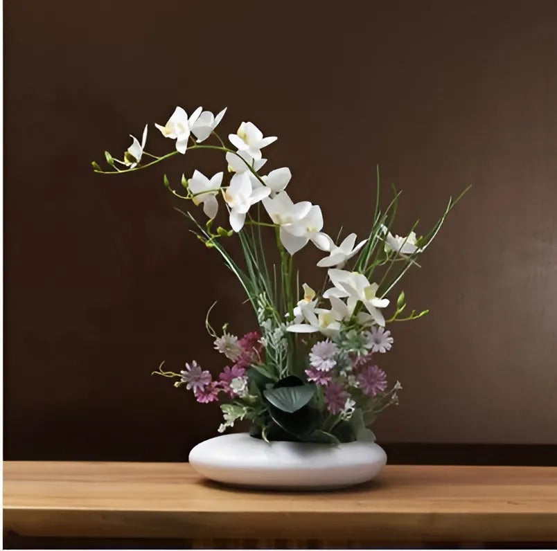 Keramisk Vase Med Duefigur Og Orkidédekoration Til Moderne Boligindretning