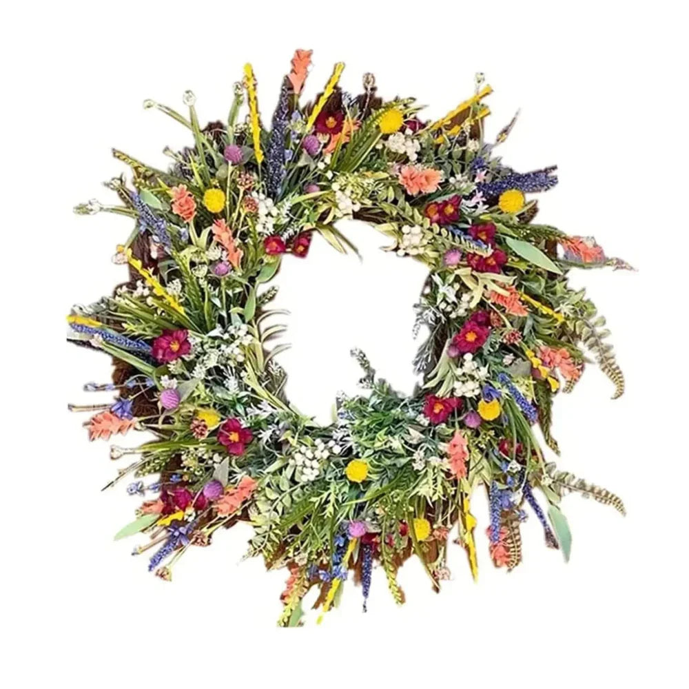 Dekorativ Blomsterkrans Med Naturtro Udtryk Og Daglig Sæsonstemning
