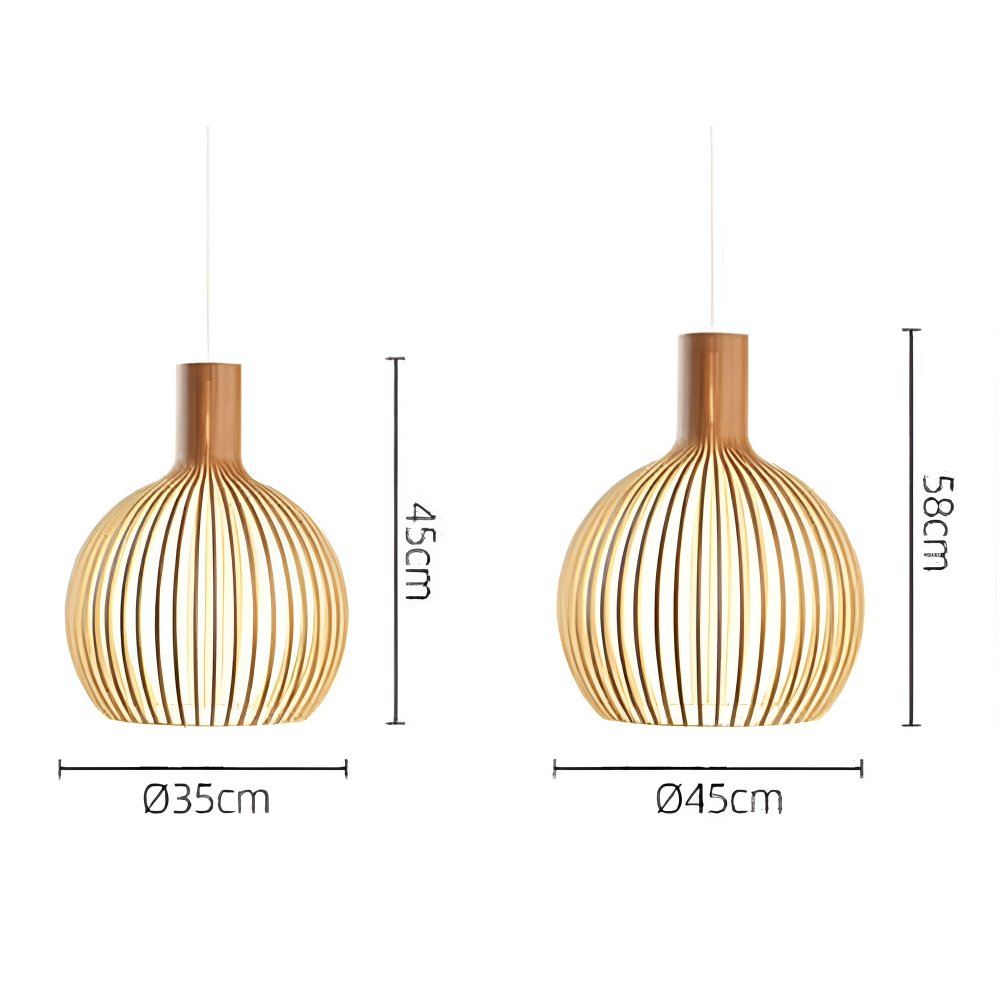 Træ Pendellampe Med Nordisk Design Og Stemningsfuld LED-Belysning