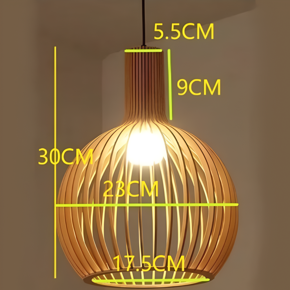 Træ Pendellampe Med Nordisk Design Og Stemningsfuld LED-Belysning