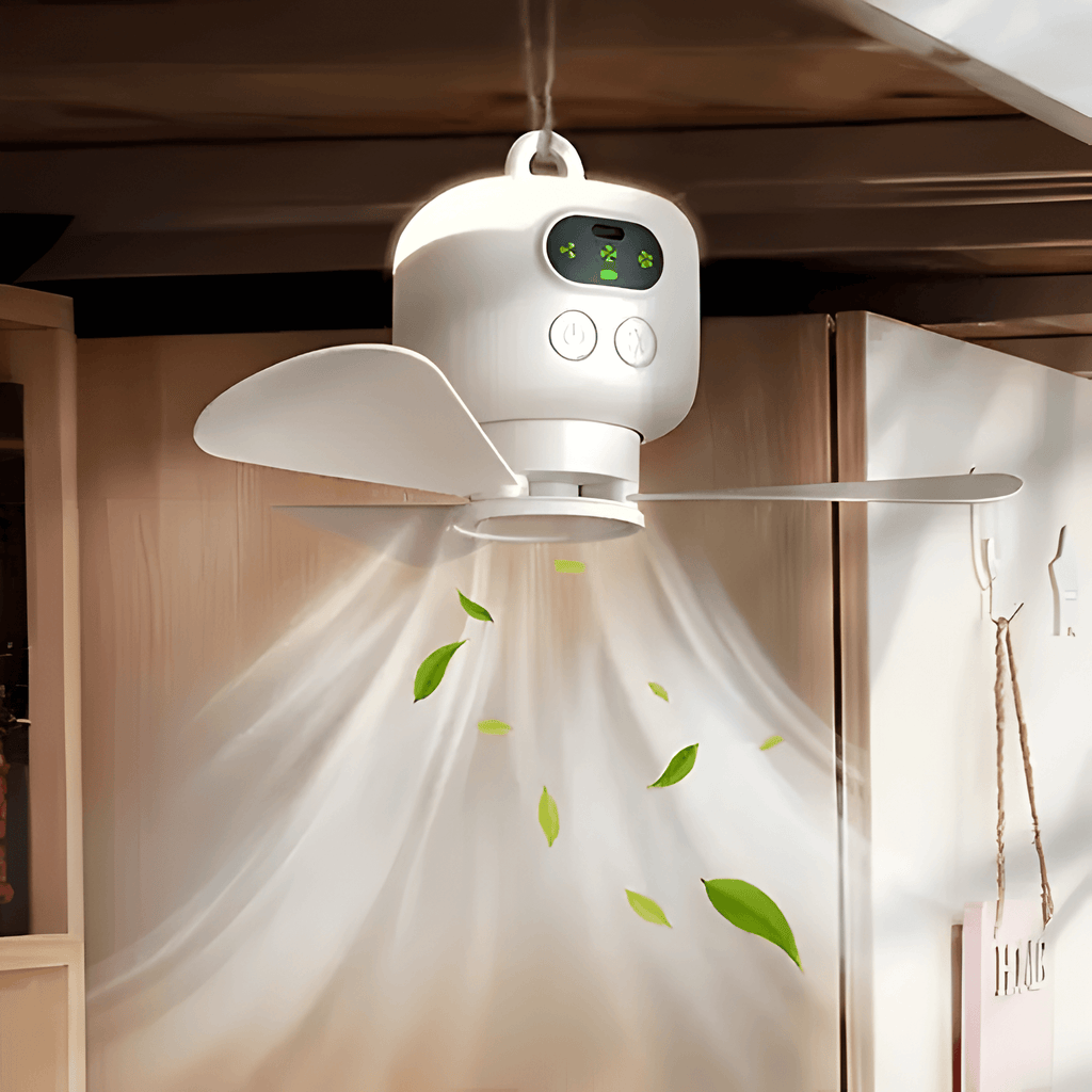 Genopladelig Campingventilator med Fjernbetjening og LED-Lys
