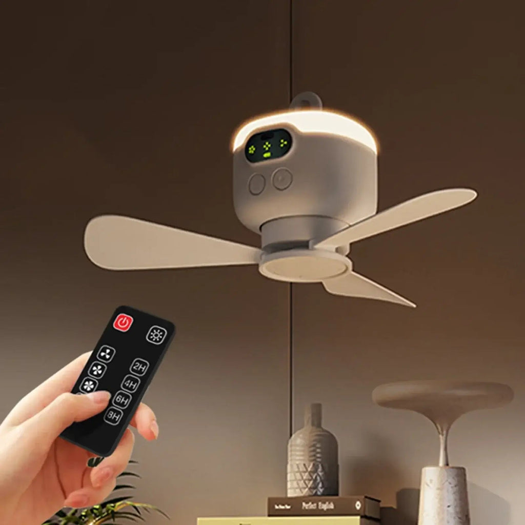 Genopladelig Campingventilator med Fjernbetjening og LED-Lys