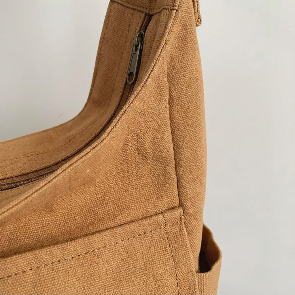 Canvas Skuldertaske Med Rummeligt Rum Og Justerbar Rem