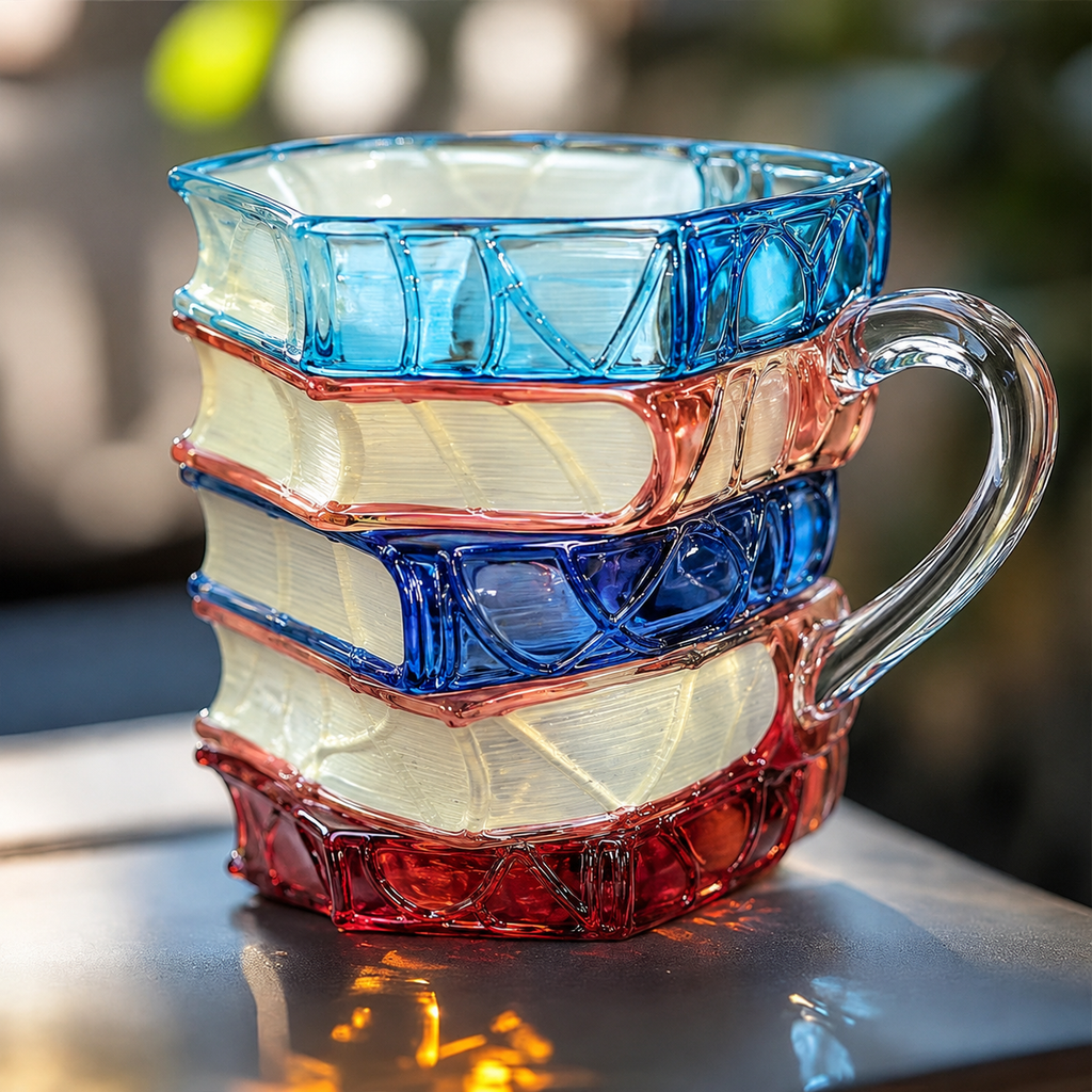 Glas Kop med Bogstruktur og Dekorativ Form