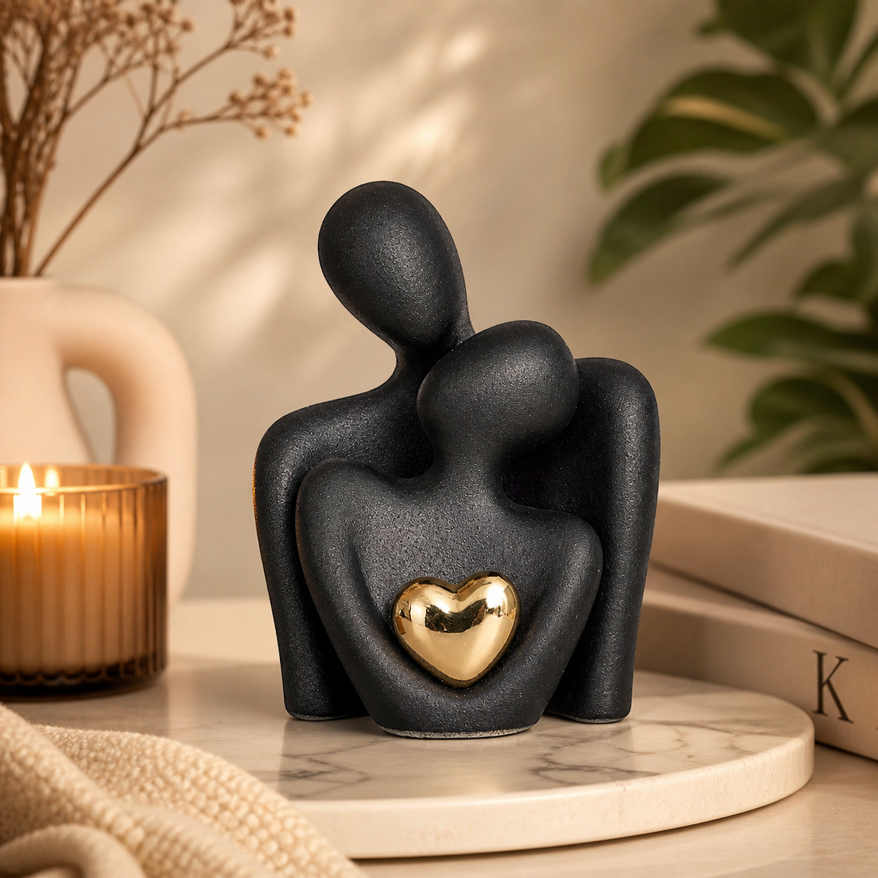 Minimalistisk Keramikskulptur med Symbolsk Silhuet