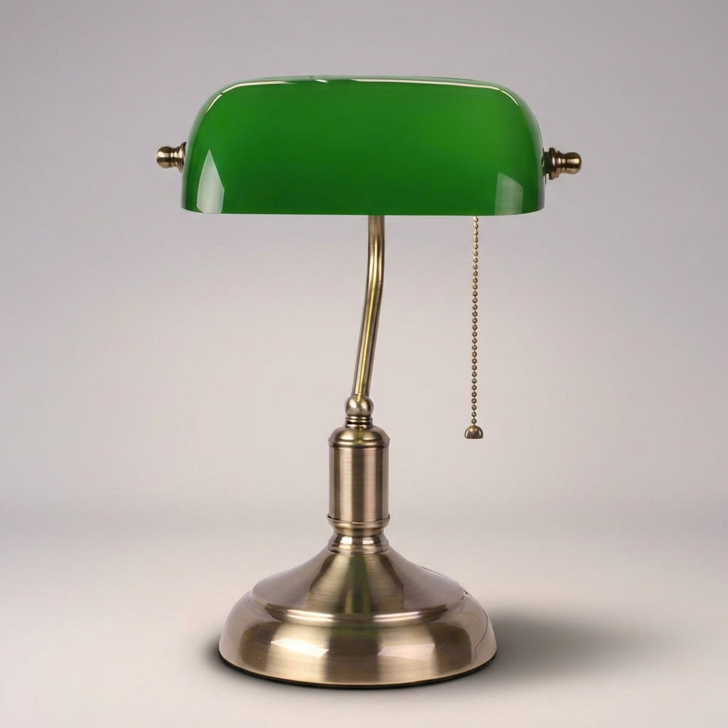 Bordlampe Glas Metal Klassisk Silhuet Med Varm Belysning Og Robust Konstruktion