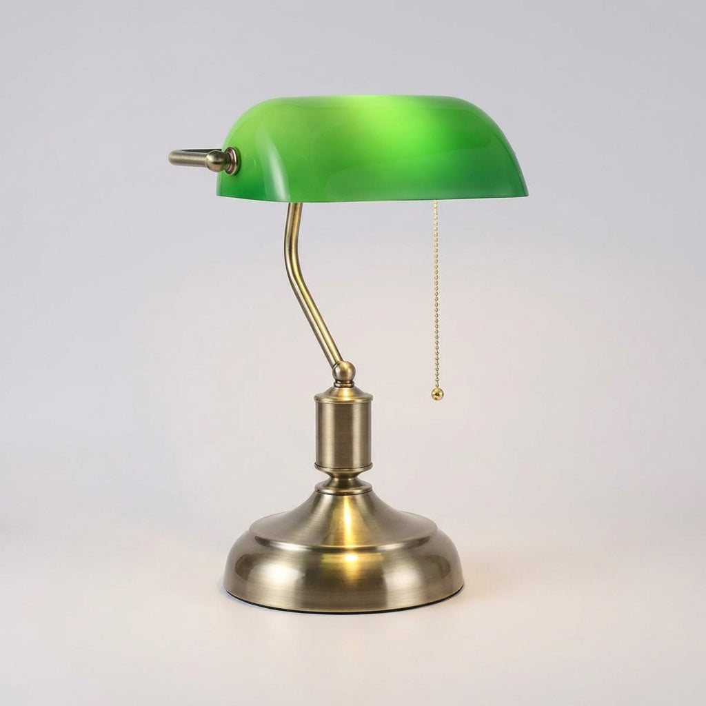 Bordlampe Glas Metal Klassisk Silhuet Med Varm Belysning Og Robust Konstruktion