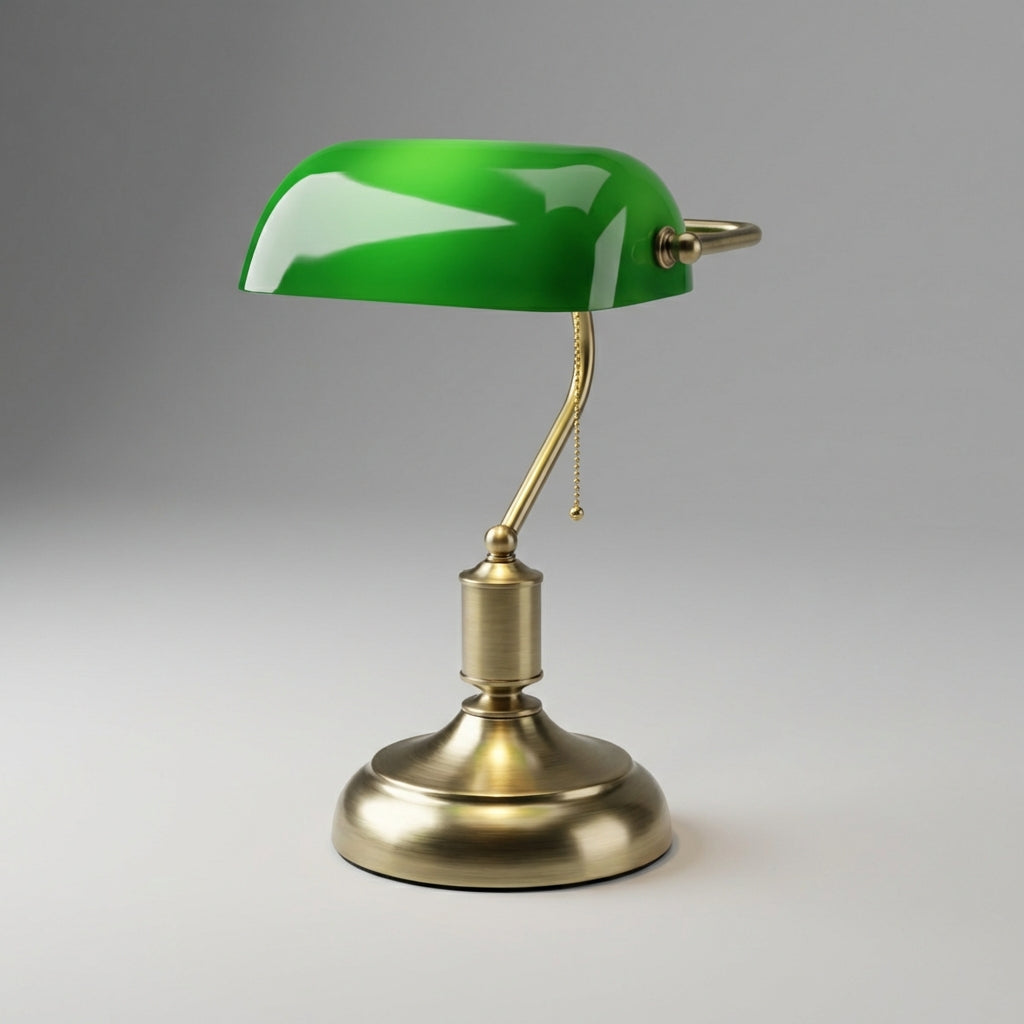 Bordlampe Glas Metal Klassisk Silhuet Med Varm Belysning Og Robust Konstruktion