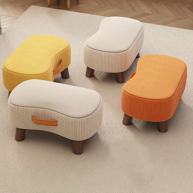 Fodskammel i syntetisk tekstil med stel af fyrretræ