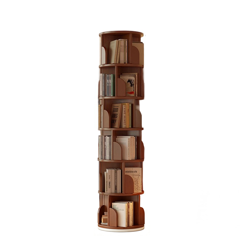 Roterende bogreol i bambus, MDF og metal – 3–7 hylder