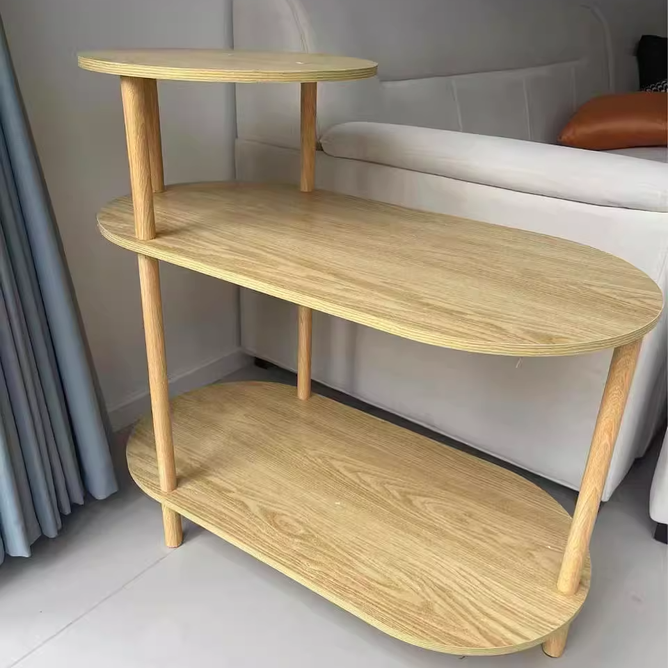Sidebord i massivt træ med tre hylder – 60 eller 80 cm