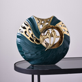 Elegante Keramiske Fuglefigurer i Guld og Smaragdgrøn