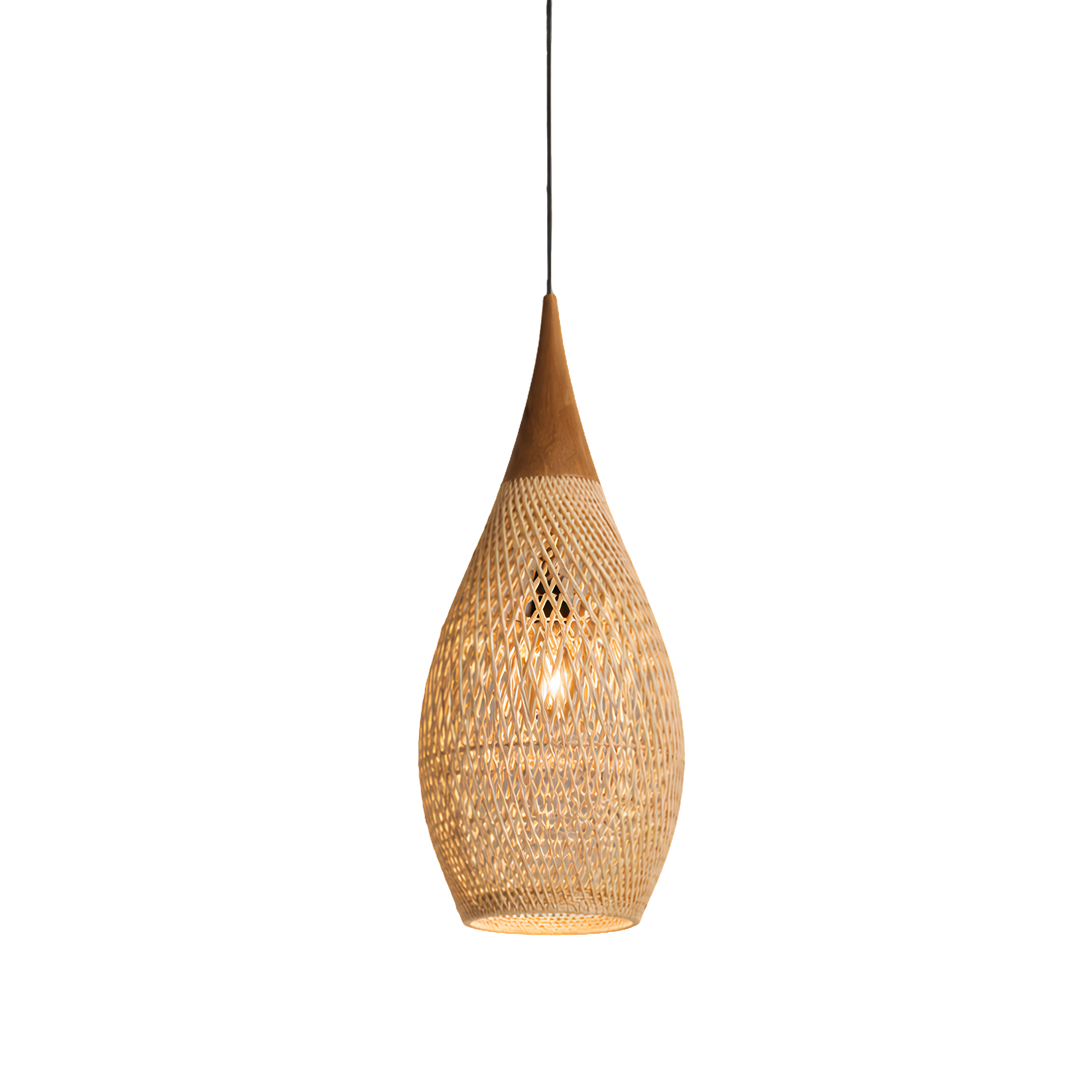 Loftlampe i Rattan med Naturlig Form og Roligt Udtryk