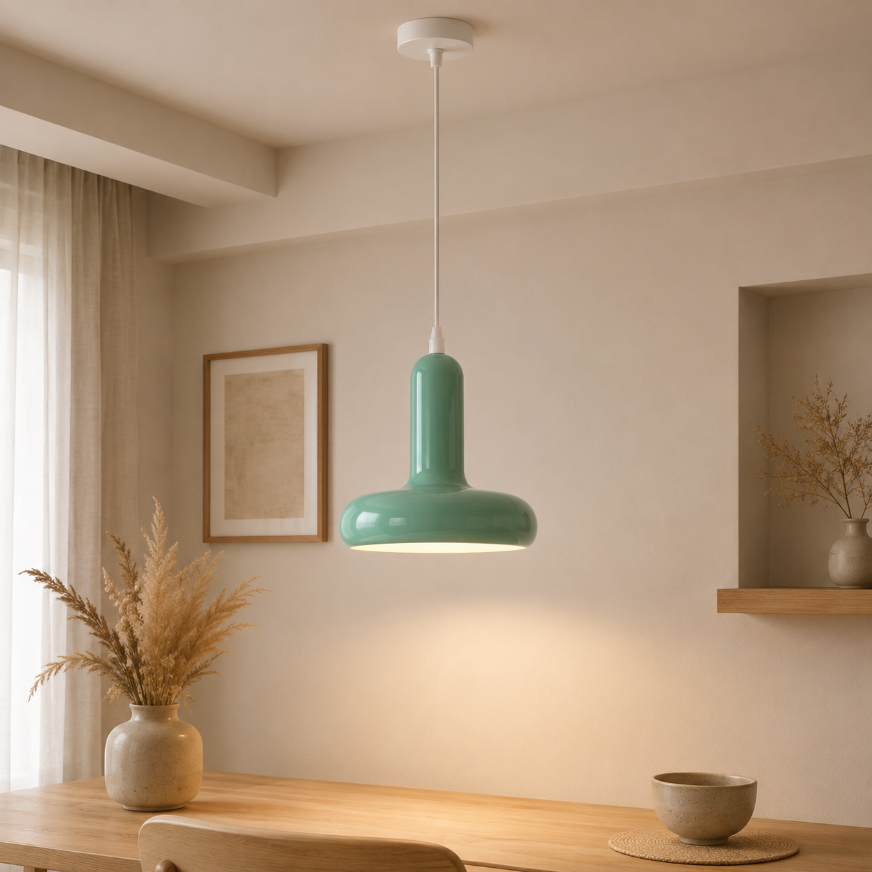 Pendellampe med Pilzformet Design og Tre Lysfarver til Fleksibel Loftbelysning