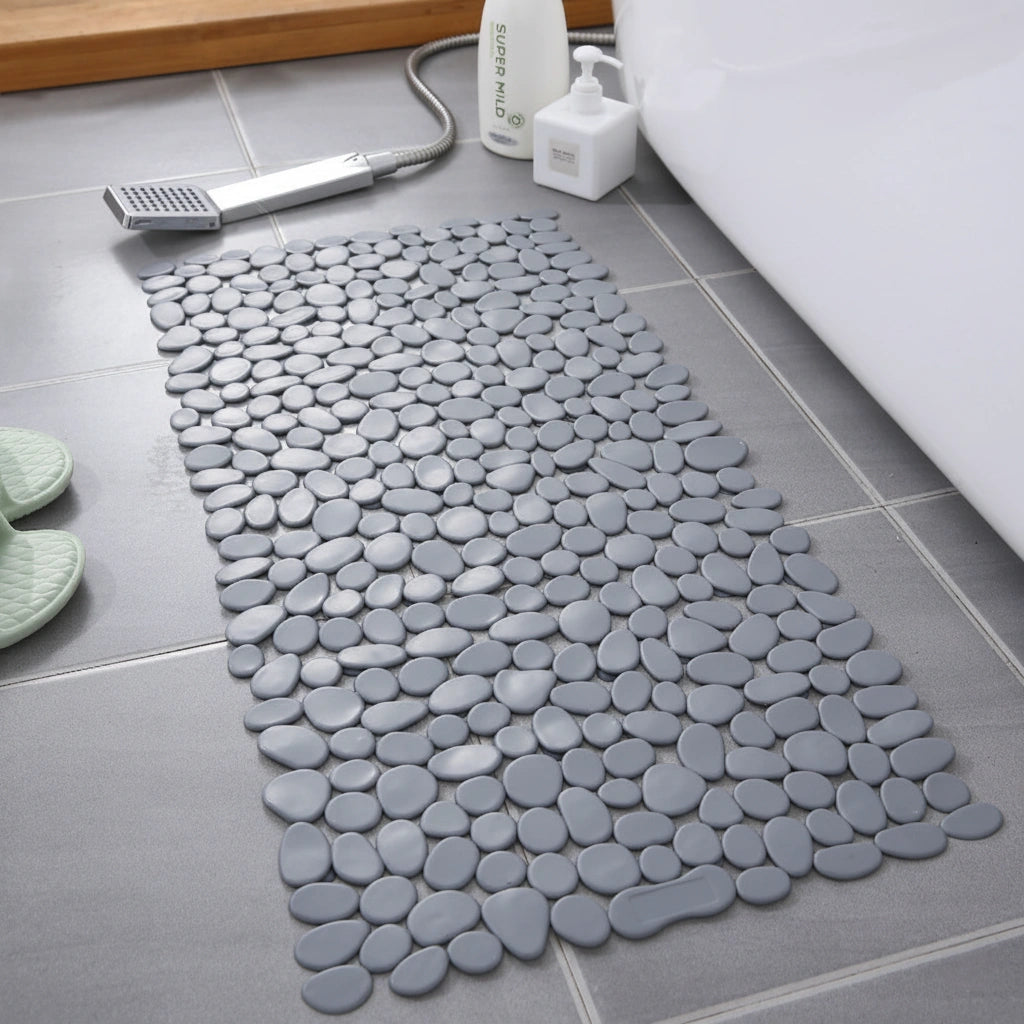 Antislip Bademåtte Med Kiselstensstruktur Og Blid Fodmassage Til Sikker Daglig Brusekomfort