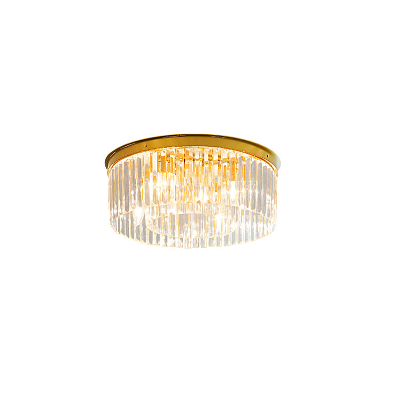Loftlampe med Messingstruktur og Krystalstænger for Elegant og Refleksrig Indendørs Belysning