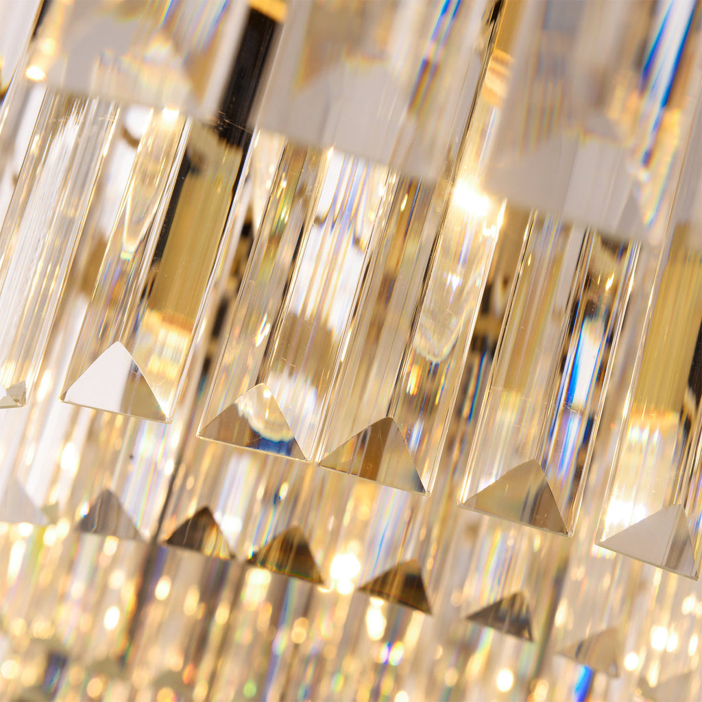 Loftlampe med Messingstruktur og Krystalstænger for Elegant og Refleksrig Indendørs Belysning