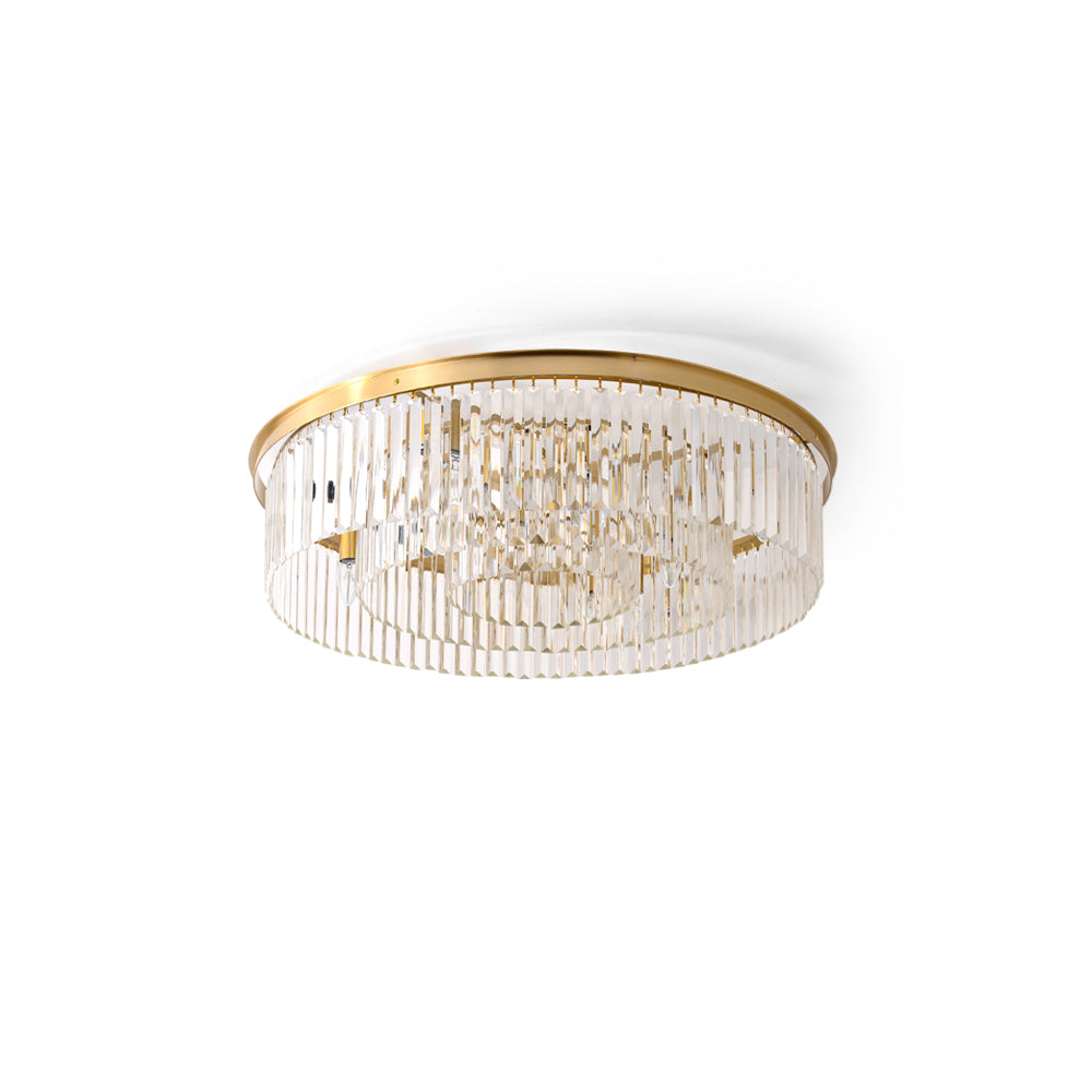 Loftlampe med Messingstruktur og Krystalstænger for Elegant og Refleksrig Indendørs Belysning