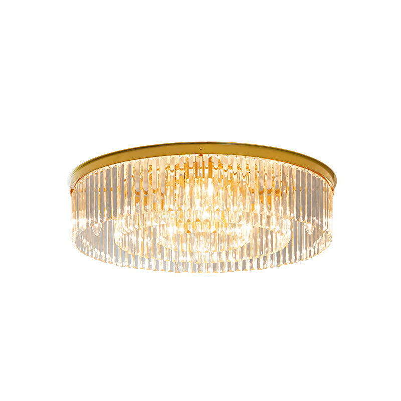 Loftlampe med Messingstruktur og Krystalstænger for Elegant og Refleksrig Indendørs Belysning