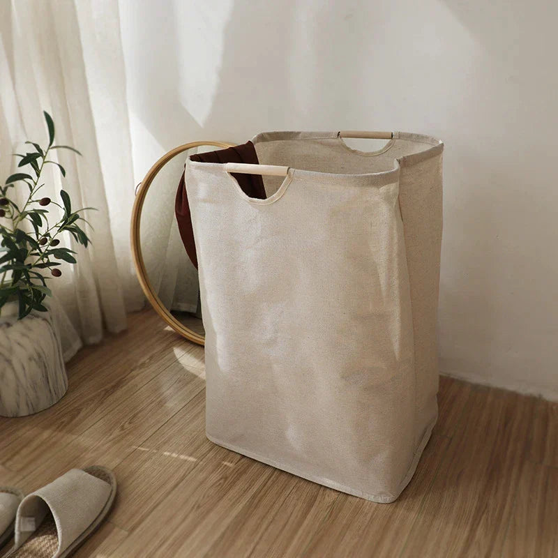 Vasketøjskurv I Bomuld Og Hør Med Sammenfoldeligt Japansk Design