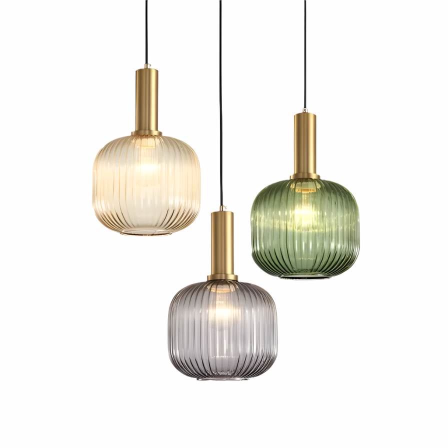 Vintage Hængelampe i Farvet Glas med Retro Design