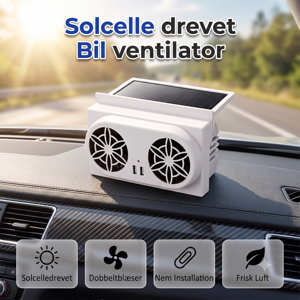 Soldrevet Bilventilator med Trippel Udsugning