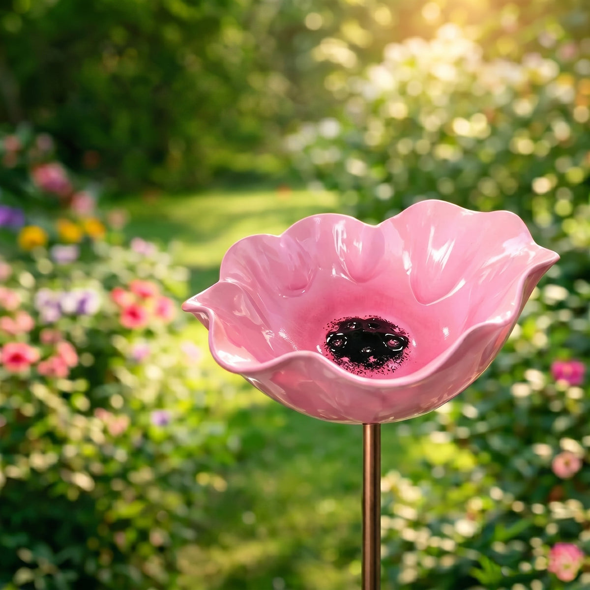 Blomsterfuglebad Med Håndformet Design, Udendørs Hygge Og Daglig Naturglæde