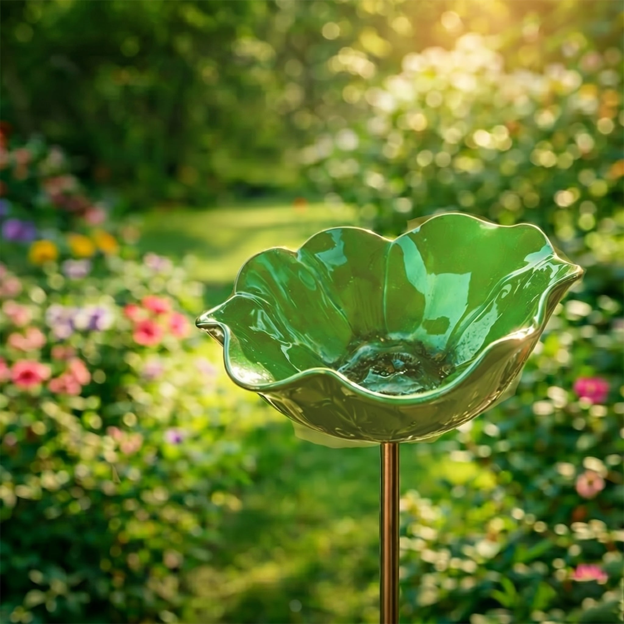 Blomsterfuglebad Med Håndformet Design, Udendørs Hygge Og Daglig Naturglæde