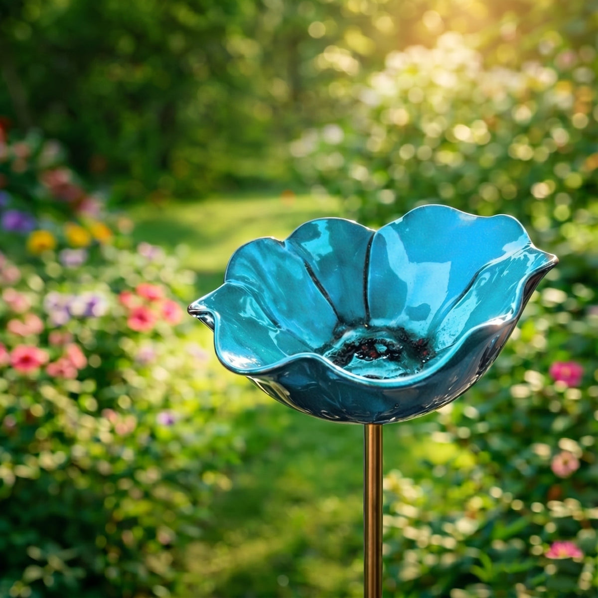 Blomsterfuglebad Med Håndformet Design, Udendørs Hygge Og Daglig Naturglæde