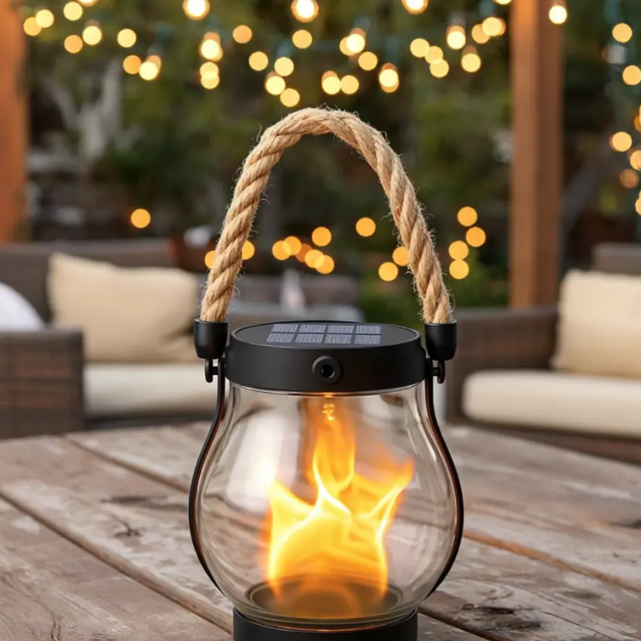 Solarlampe Med Flammeeffekt Og Automatisk Udendørs Belysning
