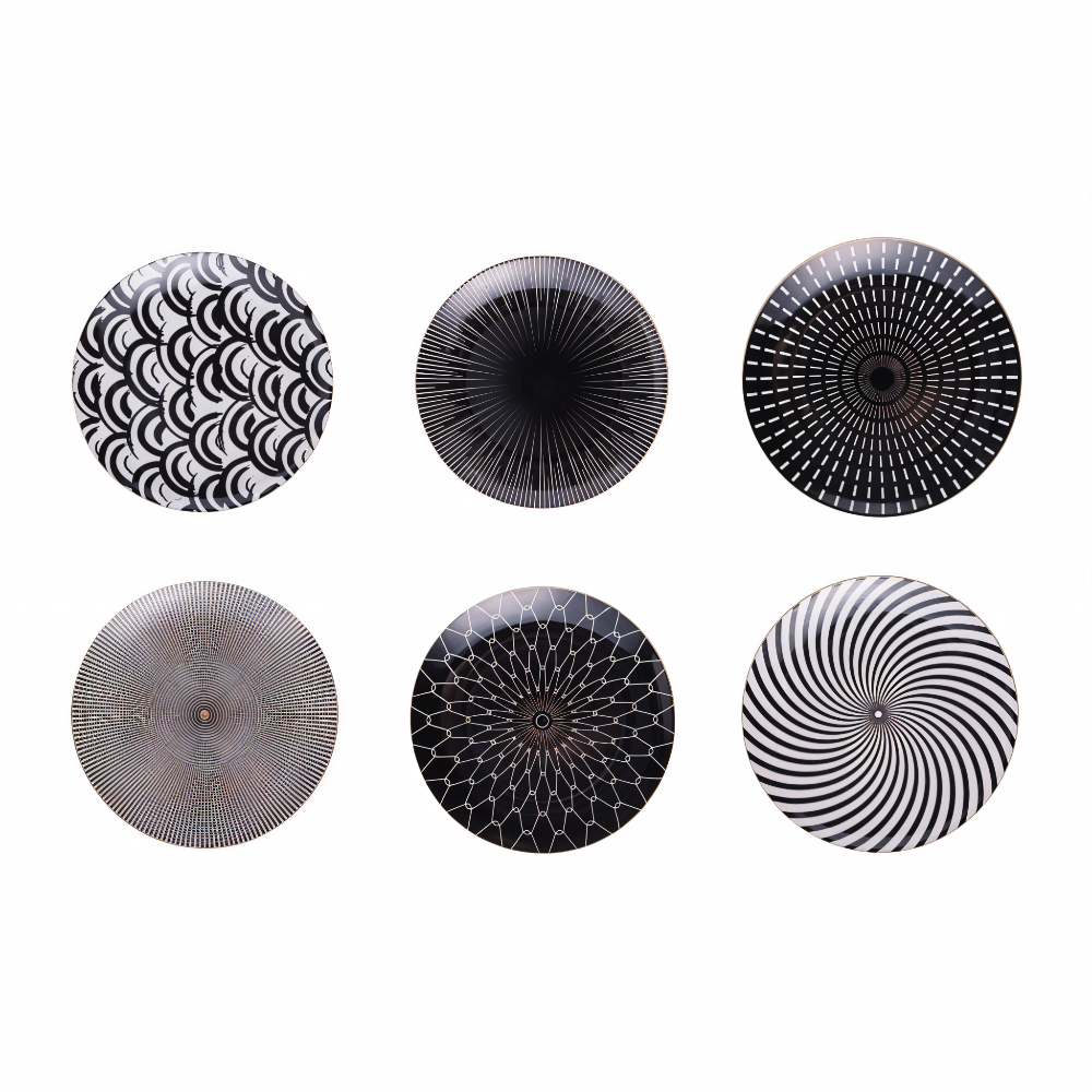 Porcelænstallerken Med Geometrisk Mønster Og Moderne Design