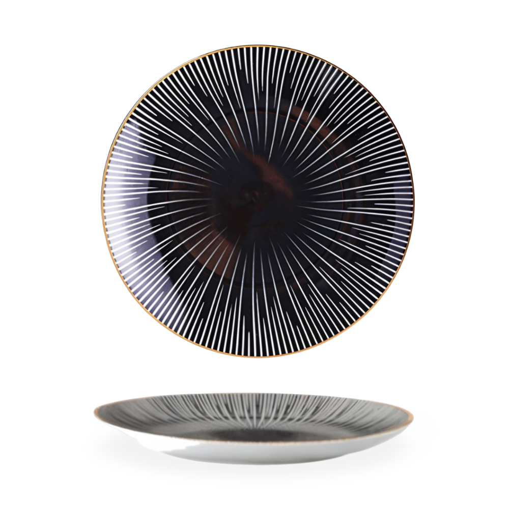 Porcelænstallerken Med Geometrisk Mønster Og Moderne Design