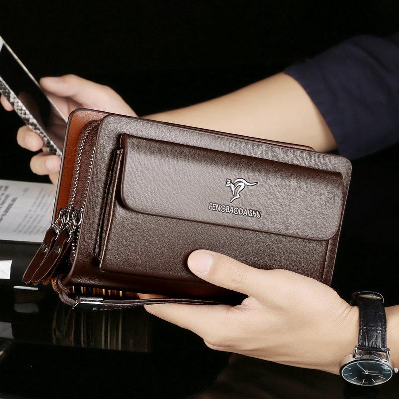 Mand Clutch Tas Med Klassisk Form Og Daglig Organiseret Opbevaring