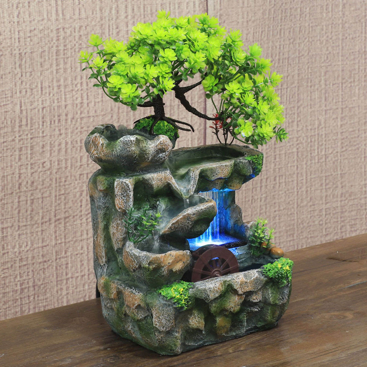 Dekorativ Bonsai-Bordfontæne med LED-Belysning
