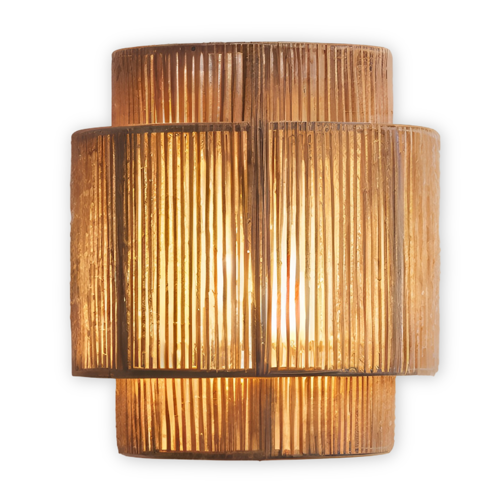 Boheme Væglampe Med Rattan Lampeskærm Og Naturinspireret Design
