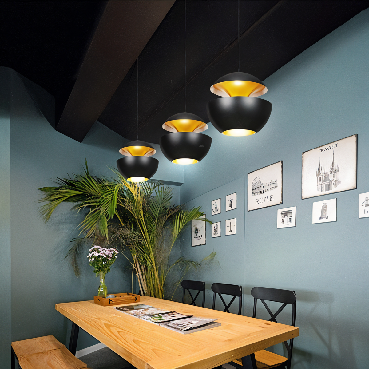 Pendellampe I Æbledesign Med Moderne Form Og Stemningsfuld Belysning