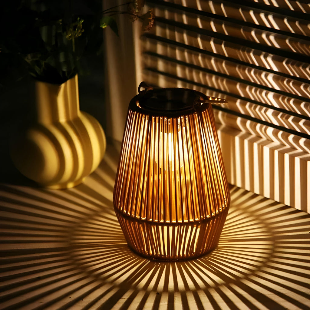 Solar Lanterne Med Flettet Rattandesign Til Have, Terrasse Og Altan