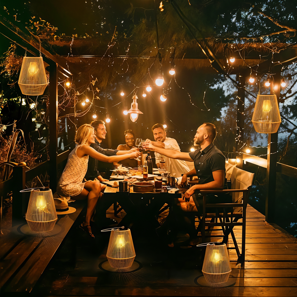 Solar Lanterne Med Flettet Rattandesign Til Have, Terrasse Og Altan