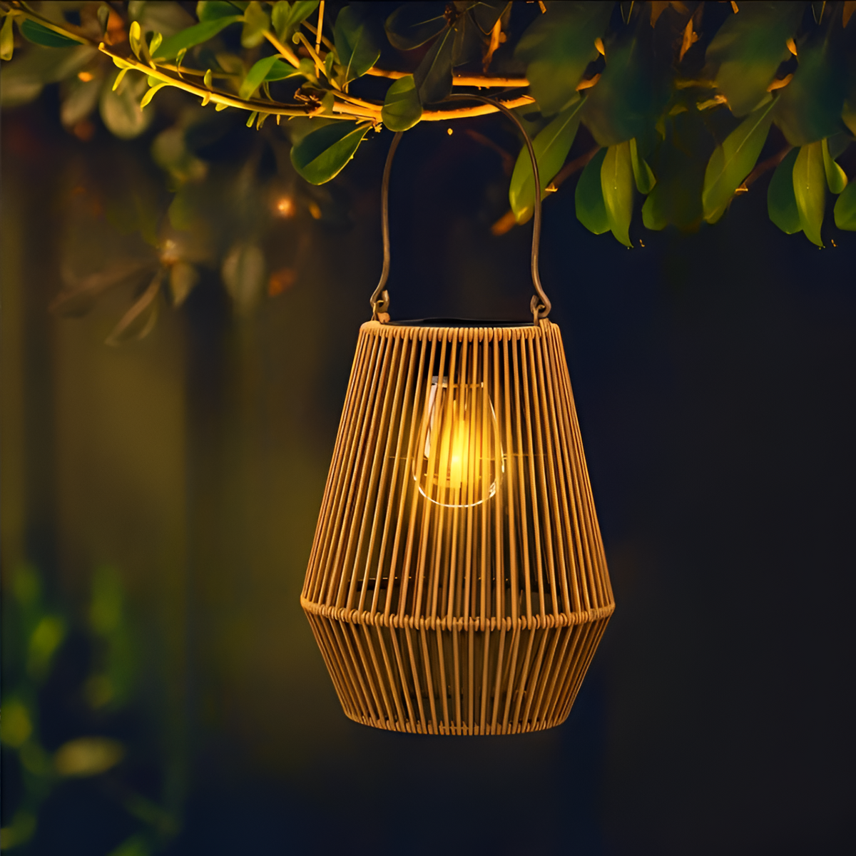 Solar Lanterne Med Flettet Rattandesign Til Have, Terrasse Og Altan