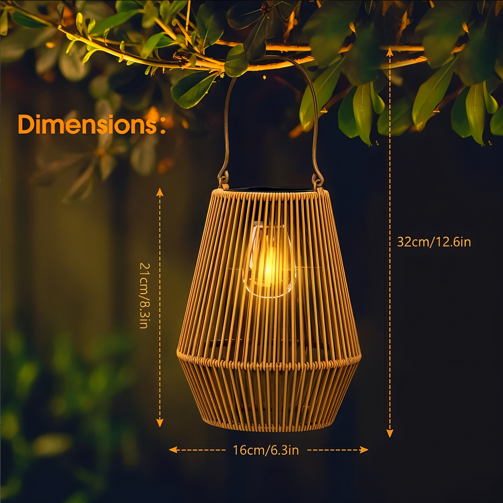 Solar Lanterne Med Flettet Rattandesign Til Have, Terrasse Og Altan