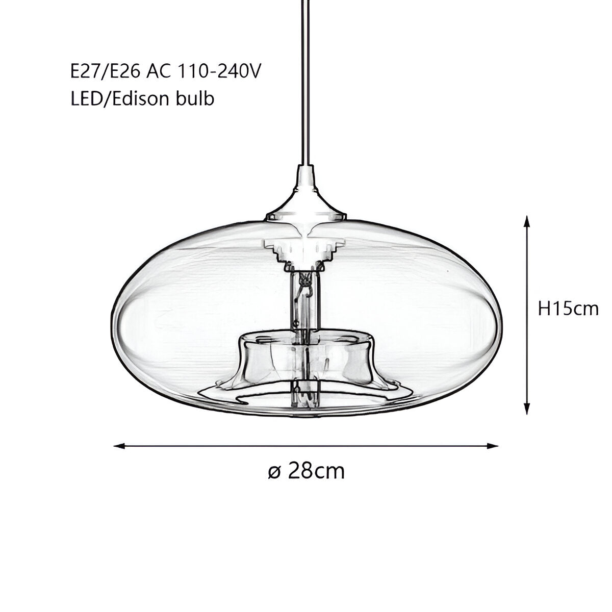 Vintage Pendellampe Med Farvet Glasskærm Og Nordisk Industrielt Design