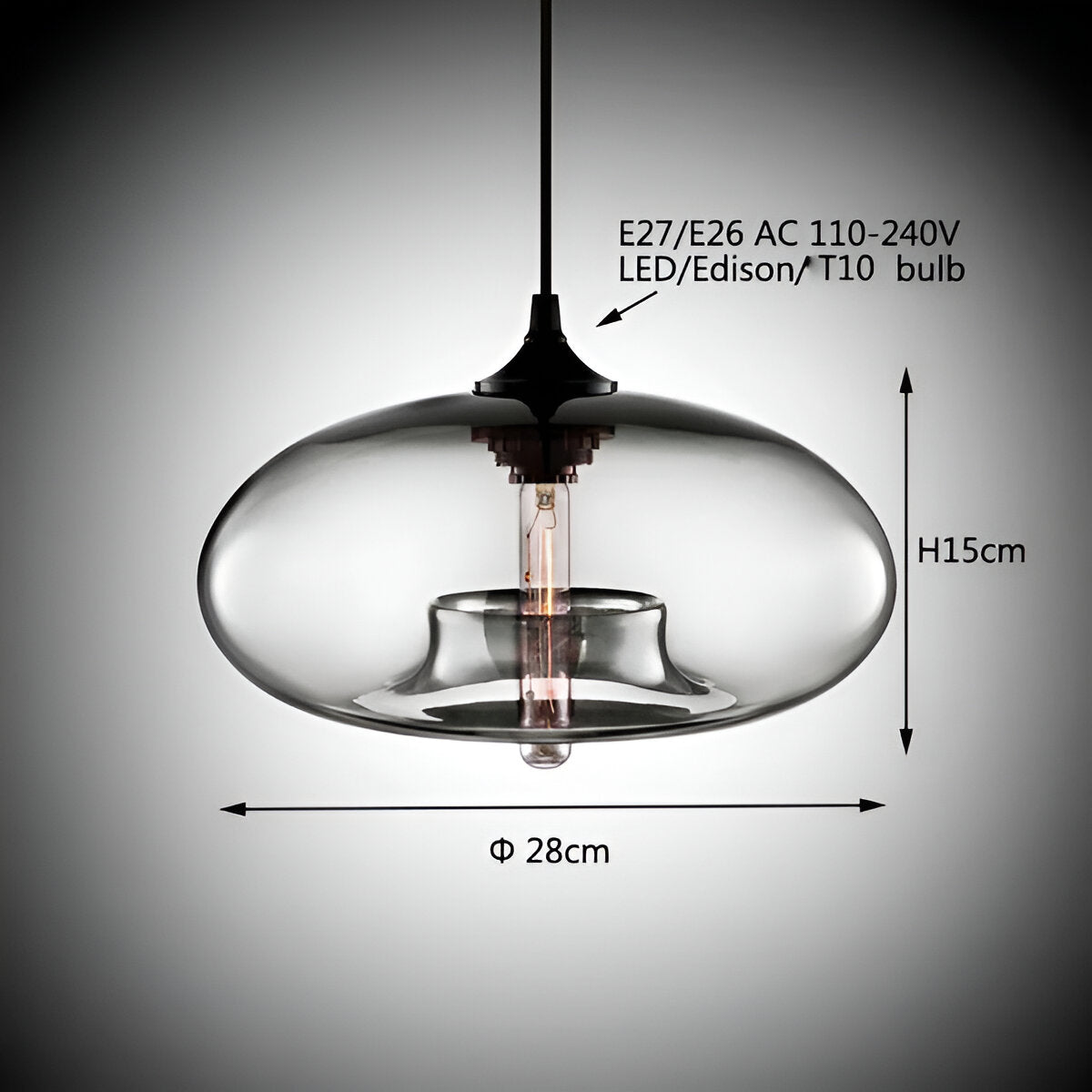 Vintage Pendellampe Med Farvet Glasskærm Og Nordisk Industrielt Design