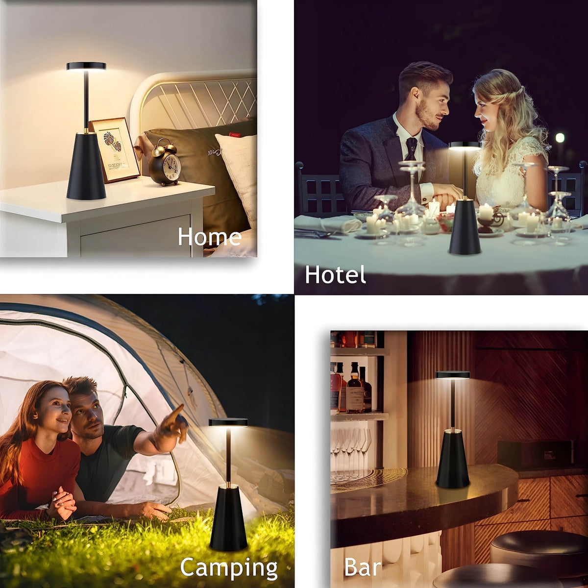 Trådløs Bordlampe Med Justerbar Lysfarve Og Genopladeligt Batteri