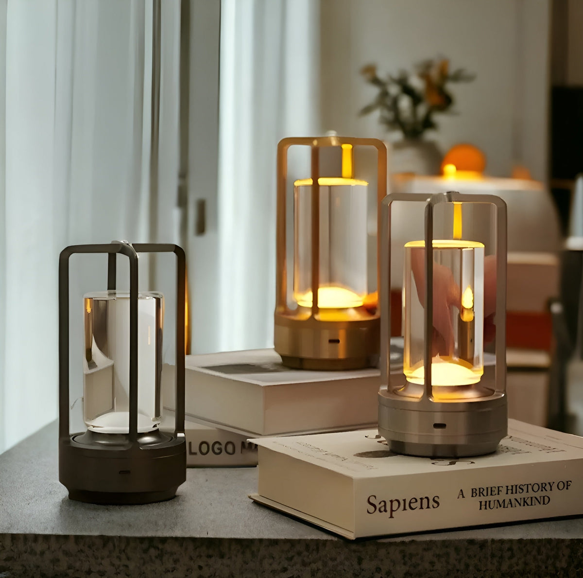 Genopladelig LED Bordlampe Med Krystalskærm Og Touchbetjening