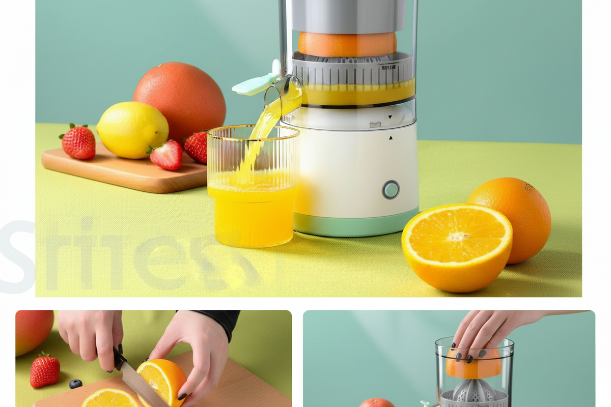 Elektrisk Citruspresser i Rustfrit Stål Med Trådløst Design