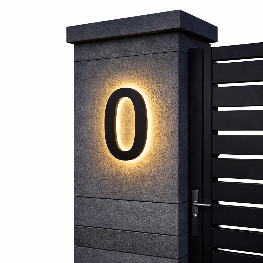 Udendørs LED Husnummer med Baggrundslys og Moderne Vejrfast Design